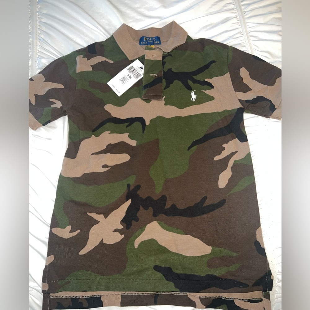 Boys Camo Cotton Mesh Polo Shirt NWT